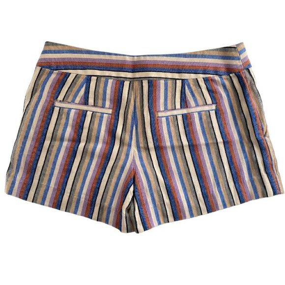 LOFT Riviera Linen Blend Multi-Color Striped Short Shorts Size 4 - Picture 1 of 11